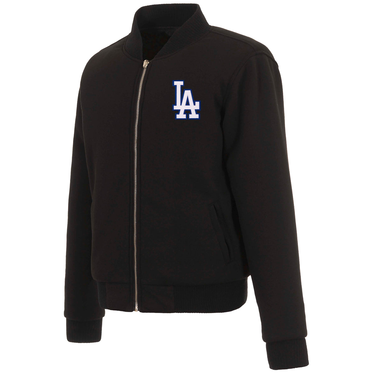 MLB Los Angeles Dodgers Women's JH Design Reversible Fleece Jacket- Black