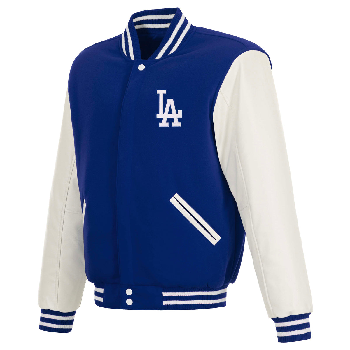 MLB Los Angeles Dodgers JH Design Reversible Varsity Jacket- Blue/White