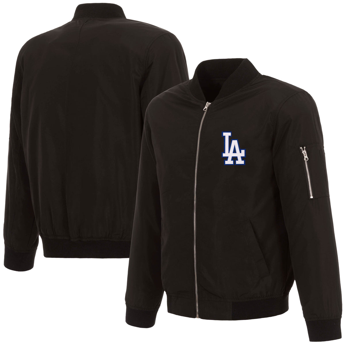 MLB Los Angeles Dodgers JH Design Nylon Bomber Jacket- Black