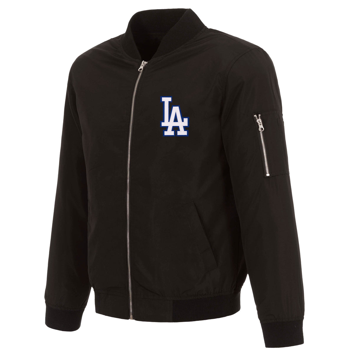 MLB Los Angeles Dodgers JH Design Nylon Bomber Jacket- Black