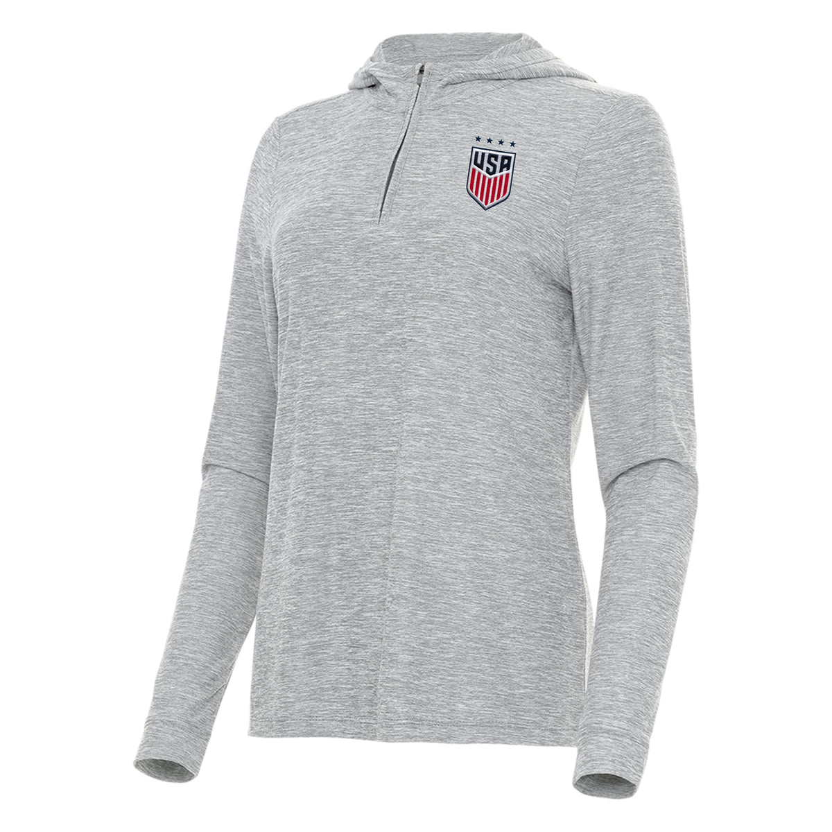 USWNT National Team Antigua Women's Daybreak 1/4 Zip Pullover Hoodie - Gray