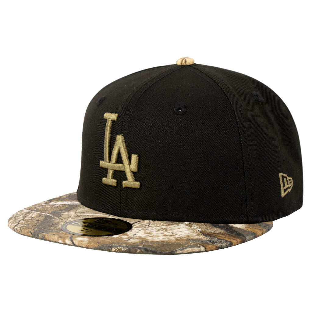 MLB Los Angeles Dodgers New Era Two-Tone Real Tree Shadow 59FIFTY Fitted Hat - Black
