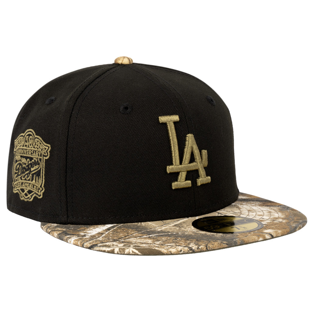 MLB Los Angeles Dodgers New Era Two-Tone Real Tree Shadow 59FIFTY Fitted Hat - Black