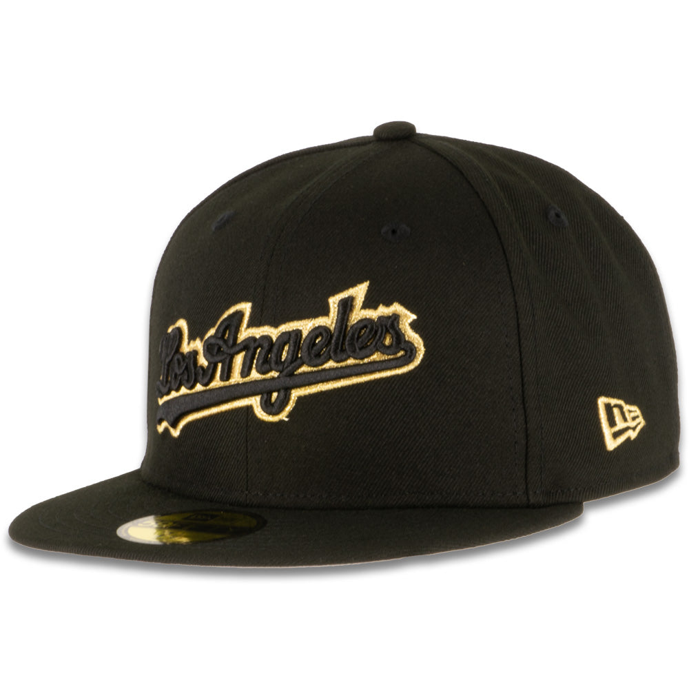 MLB Los Angeles Dodgers New Era Script Black &amp; Gold 59FIFTY Fitted