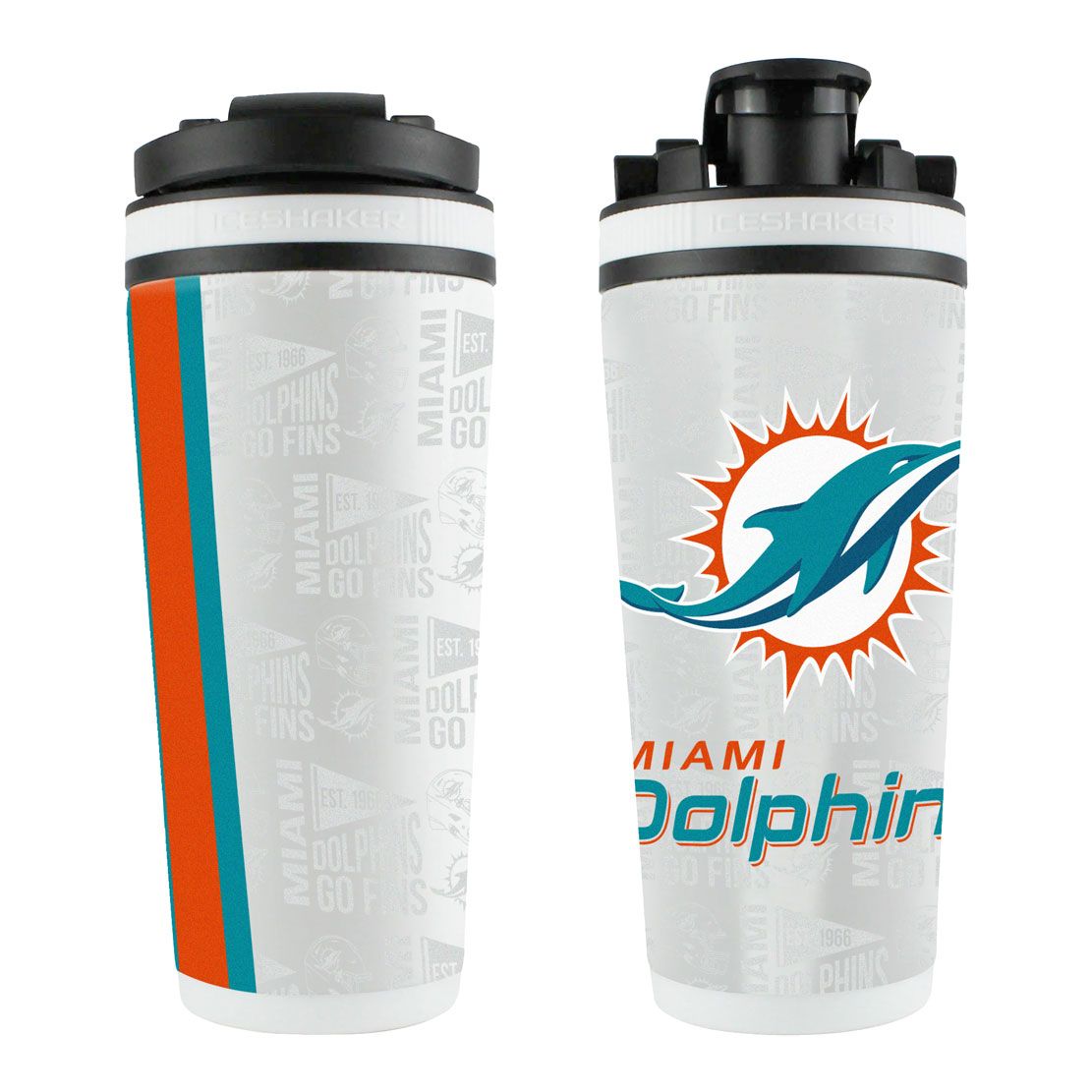 NFL Miami Dolphins Ice Shaker 26oz 4D Elements Stainless Steel Ice Shaker