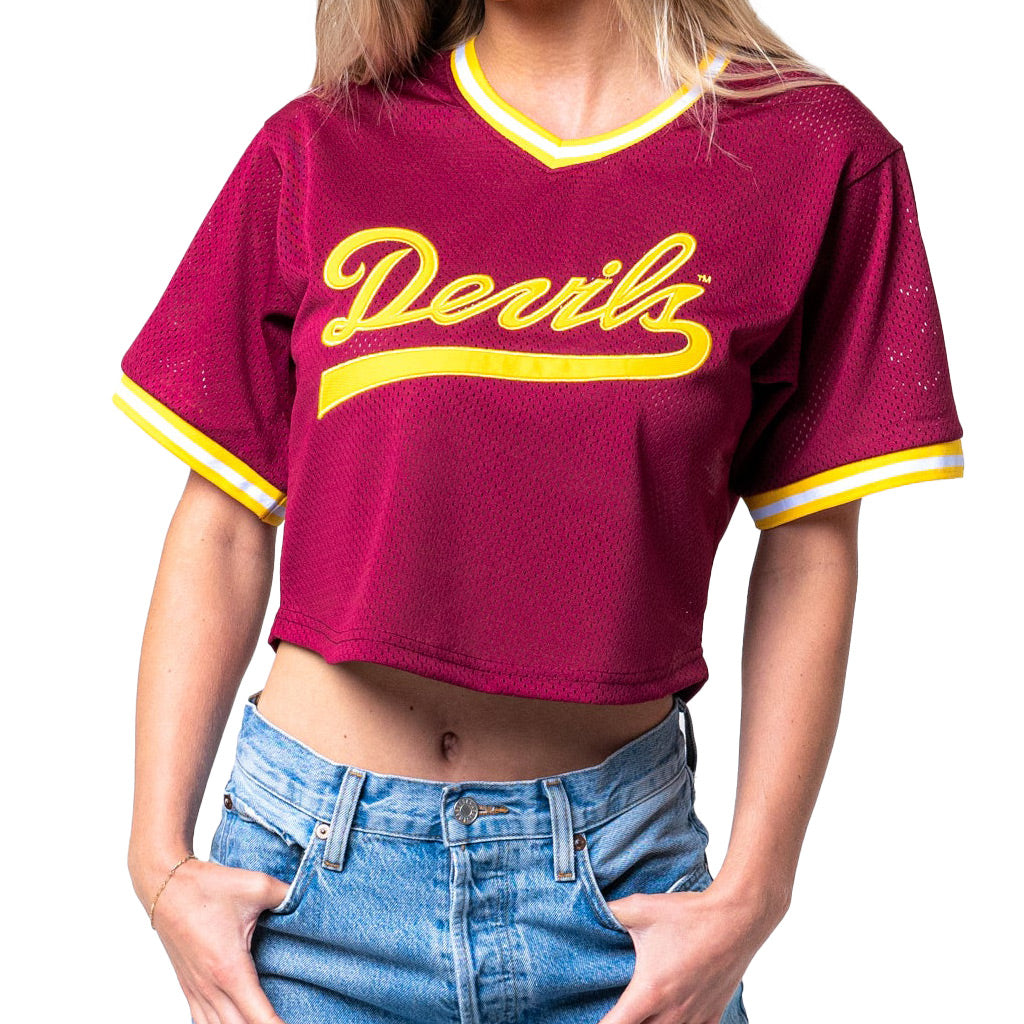 NCAA Arizona State Sun Devils Women's Established & Co. Fashion Cropped Pullover Jersey - Maroon
