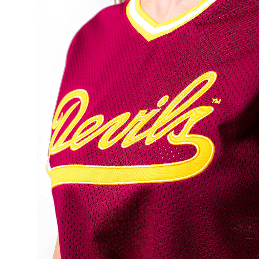 NCAA Arizona State Sun Devils Women's Established & Co. Fashion Cropped Pullover Jersey - Maroon