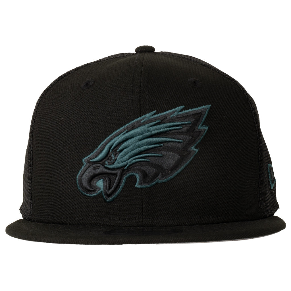 NFL Philadelphia Eagles New Era Shadowline 9FIFTY Snapback Trucker Hat - Black