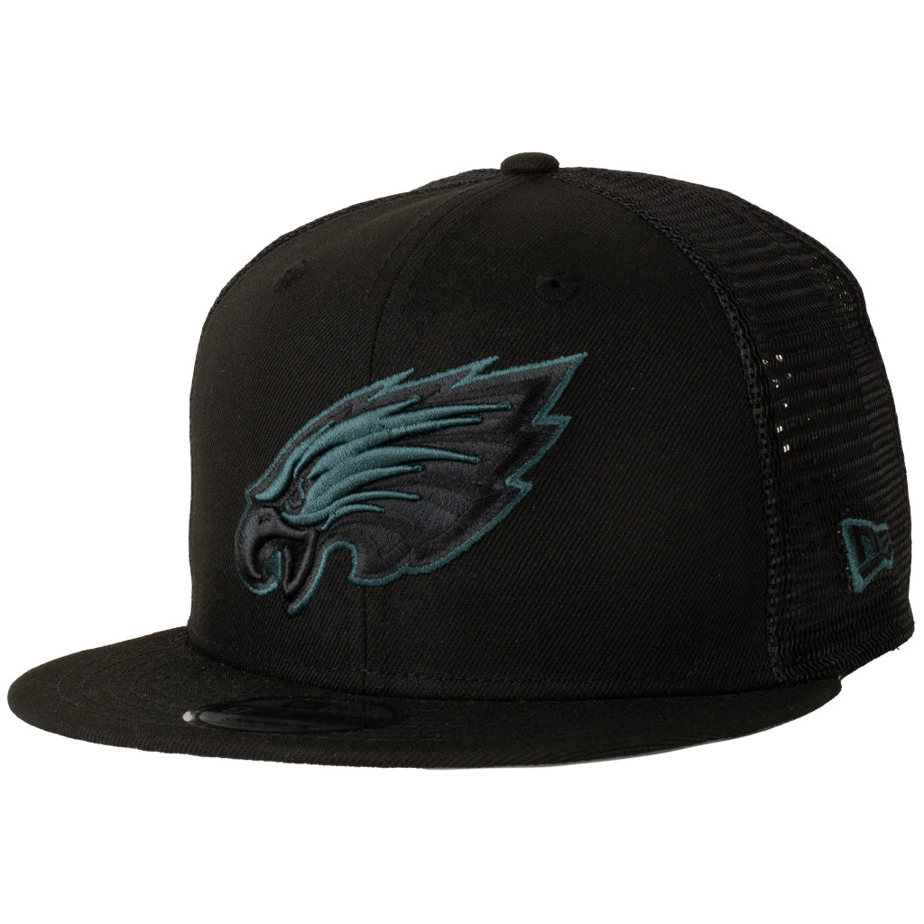NFL Philadelphia Eagles New Era Shadowline 9FIFTY Snapback Trucker Hat - Black