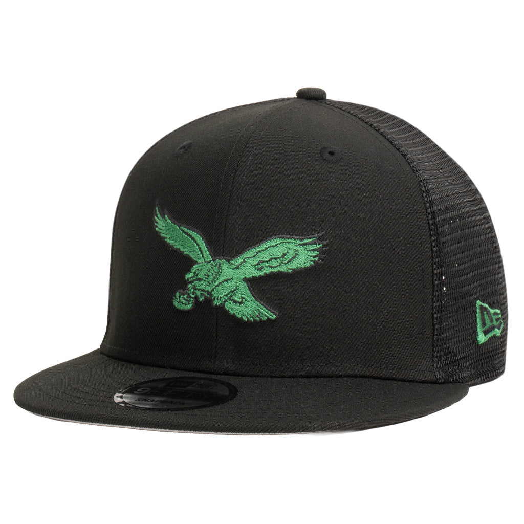 NFL Philadelphia Eagles New Era Shadowline 9FIFTY Snapback Trucker Hat - Black