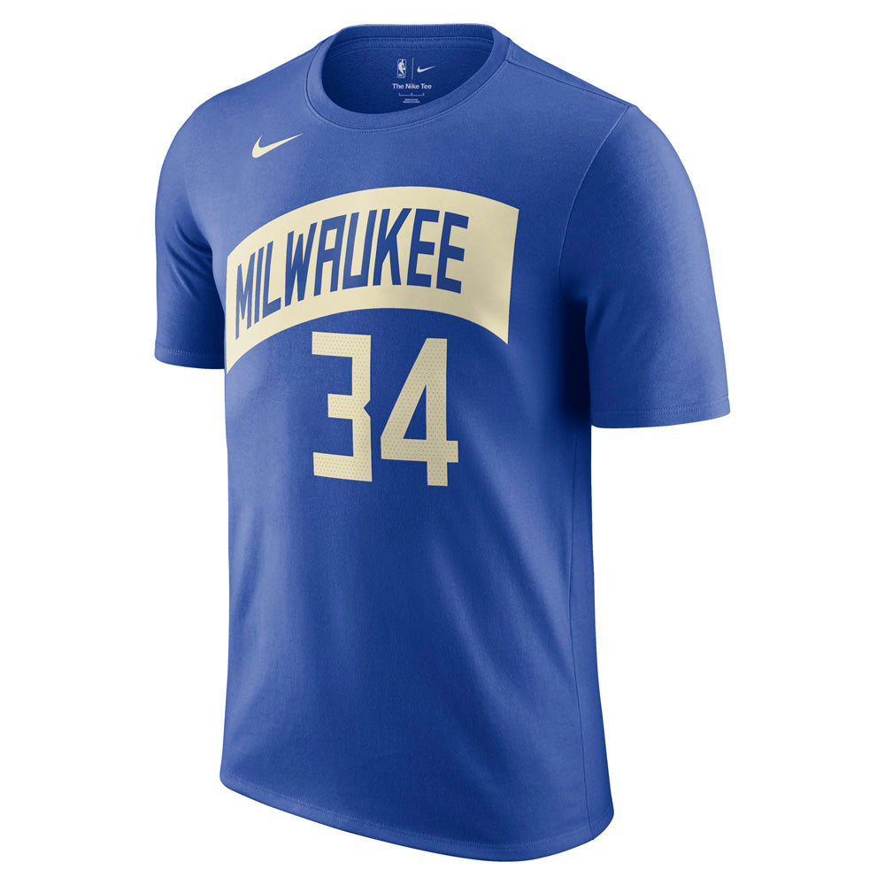 NBA Milwaukee Bucks Giannis Antetokounmpo Nike 2023/24 City Edition Name &amp; Number Tee