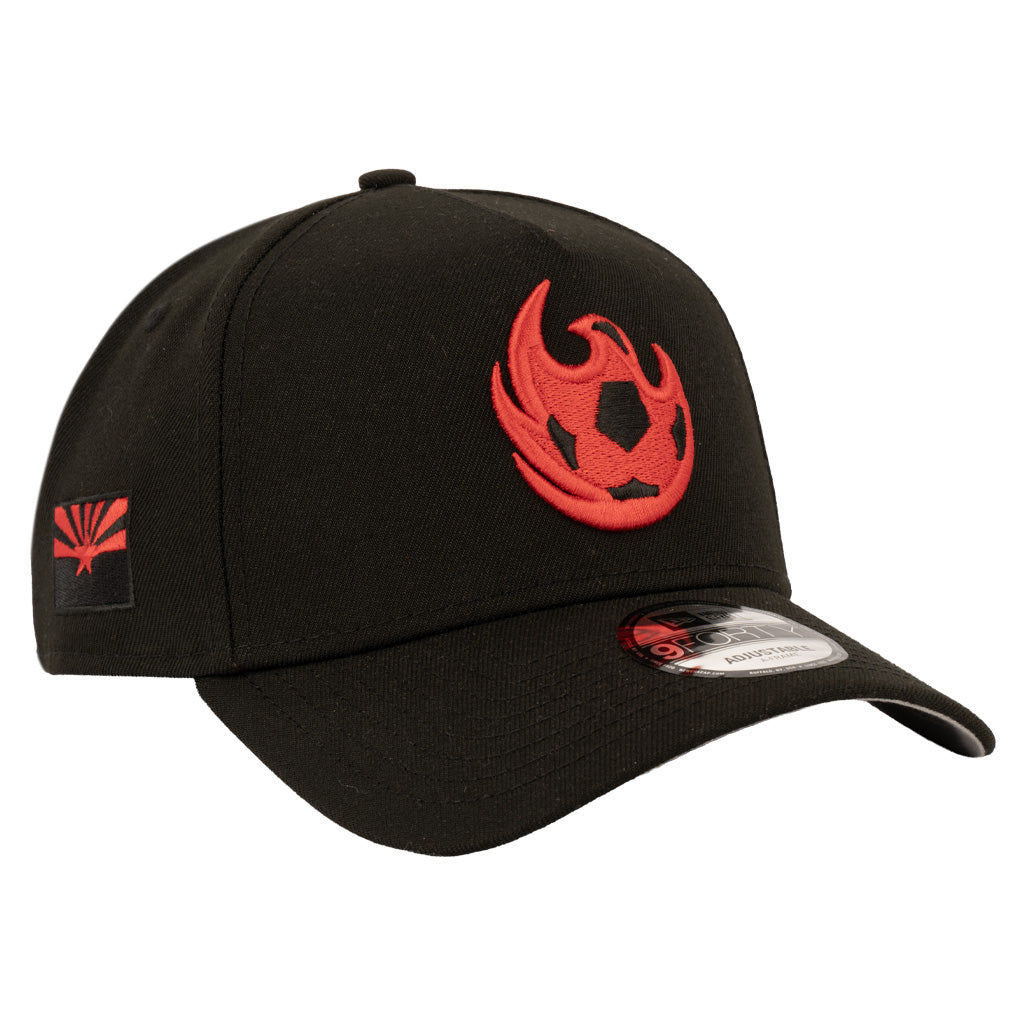 Phoenix Rising New Era Red Fireball 9FORTY A-Frame Snapback Hat - Black