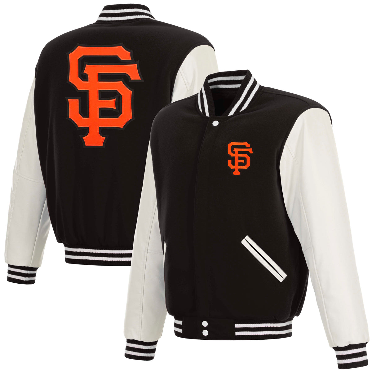 NBA San Francisco Giants JH Design Reversible Varsity Jacket- Black/White