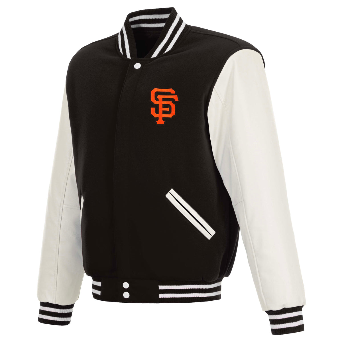 NBA San Francisco Giants JH Design Reversible Varsity Jacket- Black/White