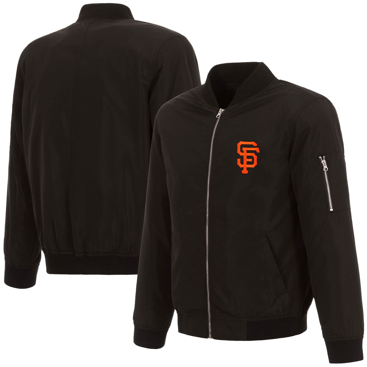 MLB San Francisco Giants JH Design Nylon Bomber Jacket- Black