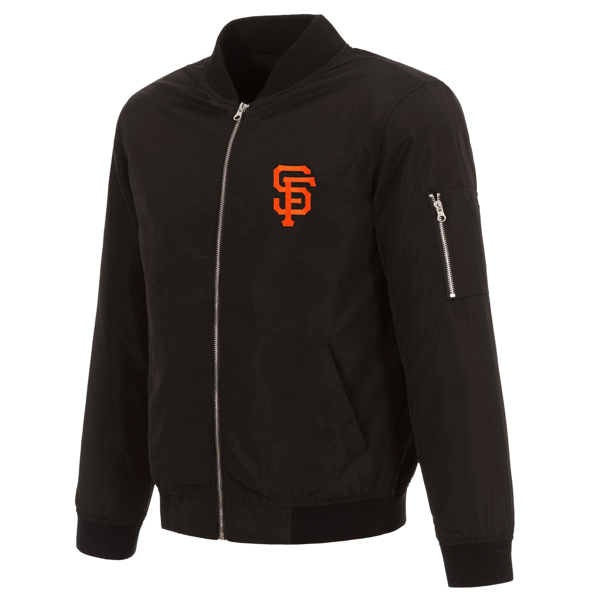 MLB San Francisco Giants JH Design Nylon Bomber Jacket- Black