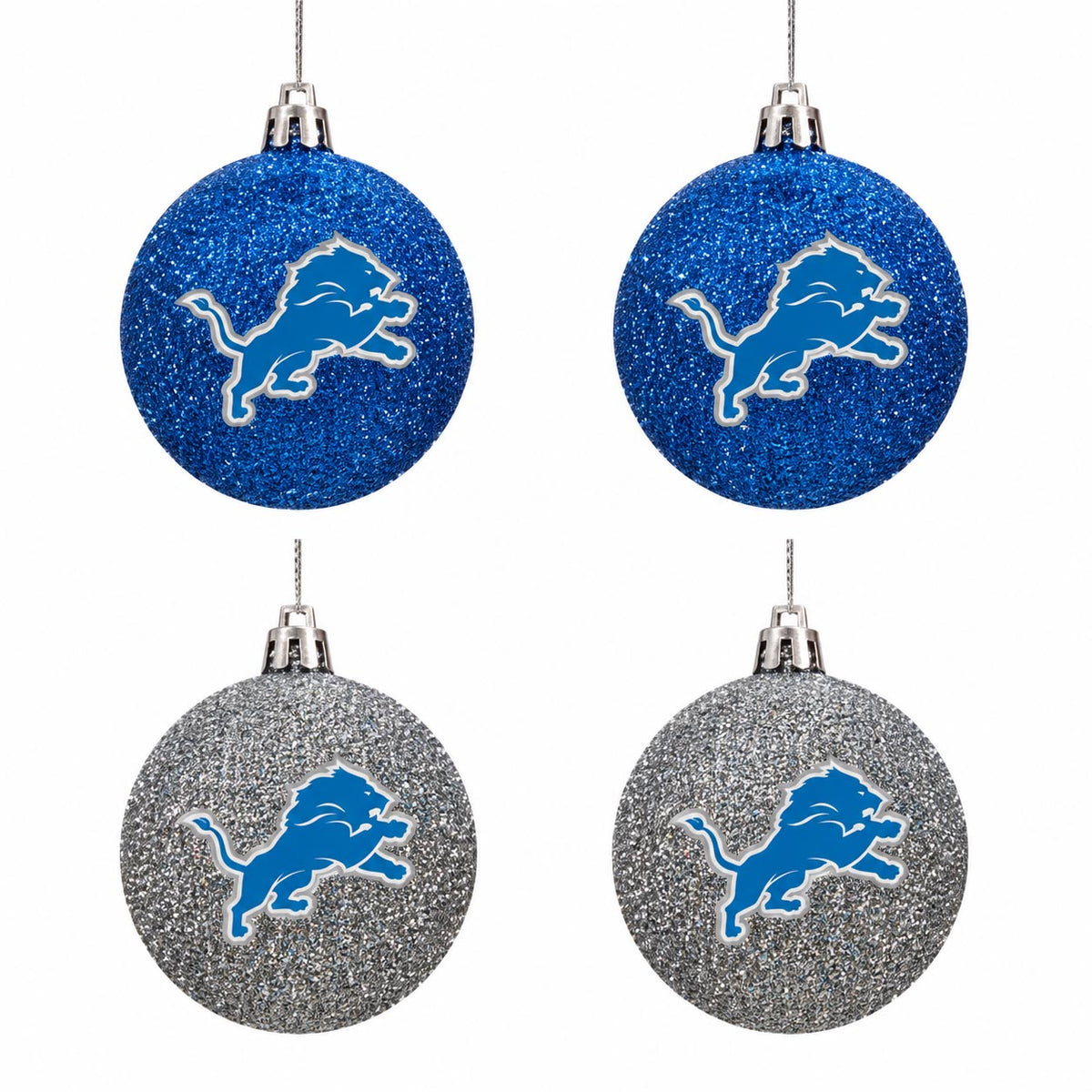 NFL Detroit Lions FOCO 4-Pack Glitter Ornament Set