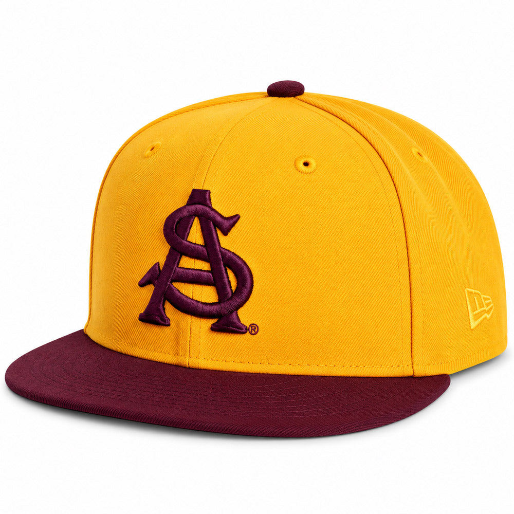 NCAA Arizona State Sun Devils New Era Two-Tone AS Logo 59FIFTY Fitted Hat- Gold