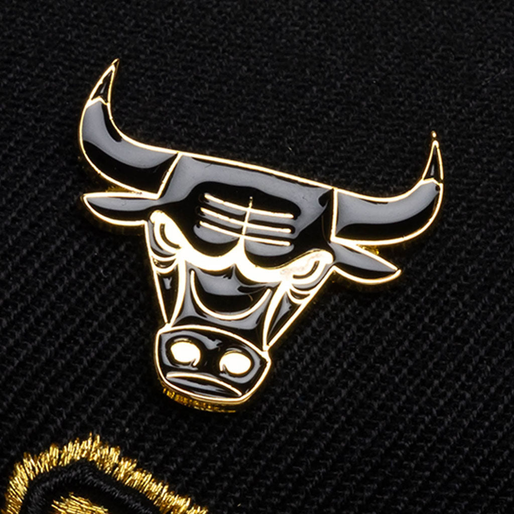 NBA Chicago Bulls Mitchell & Ness Pinned Gold Pro Snapback Hat - Black