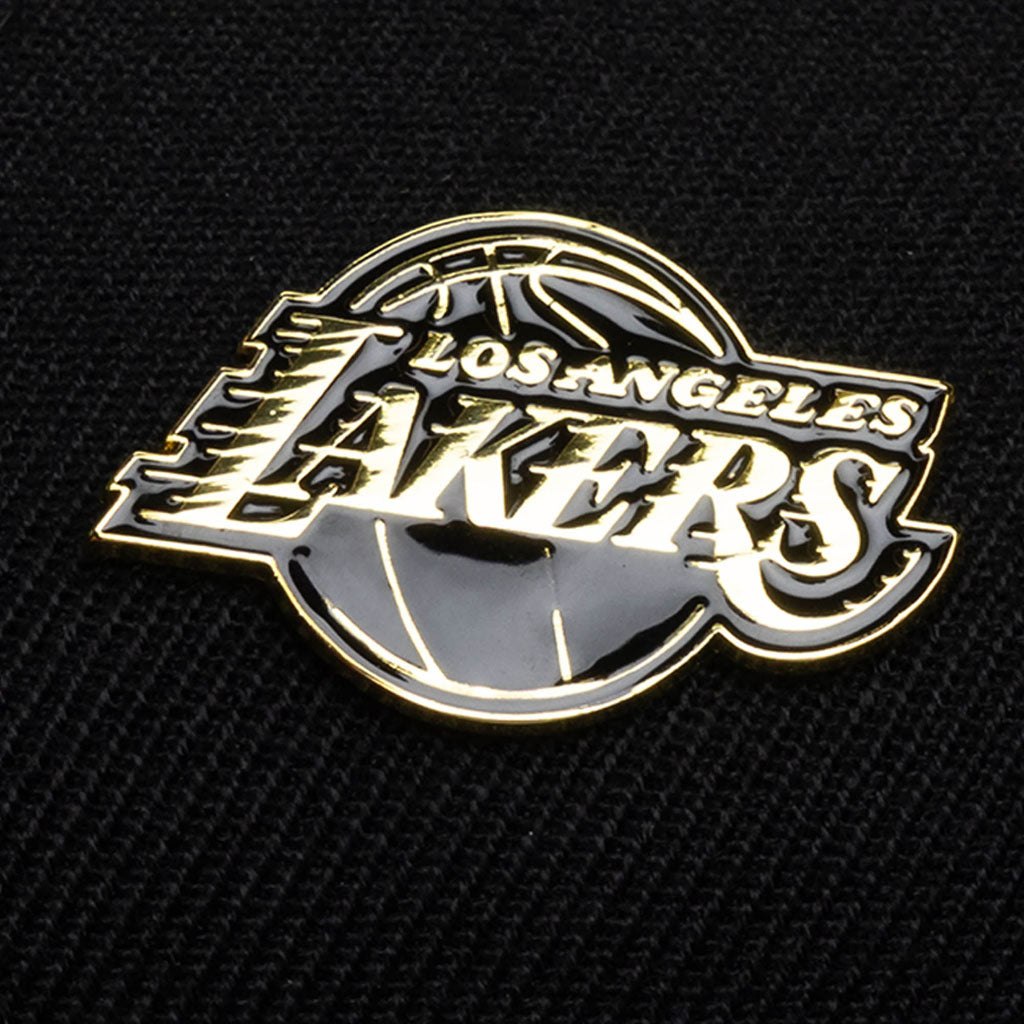 NBA Los Angeles Lakers Mitchell & Ness Pinned Gold Pro Snapback Hat - Black