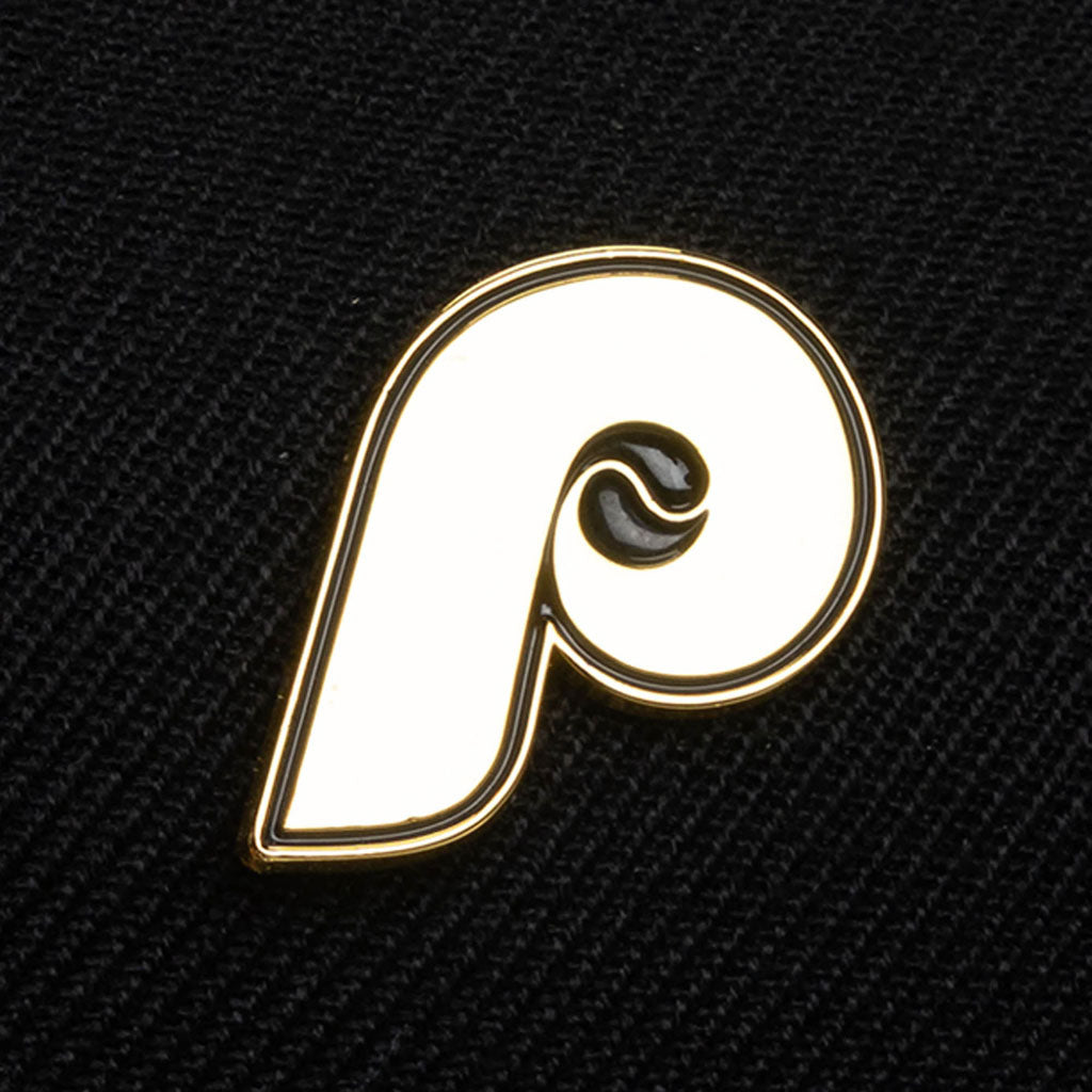MLB Philadelphia Phillies Mitchell & Ness Pinned Gold Pro Snapback Hat - Black