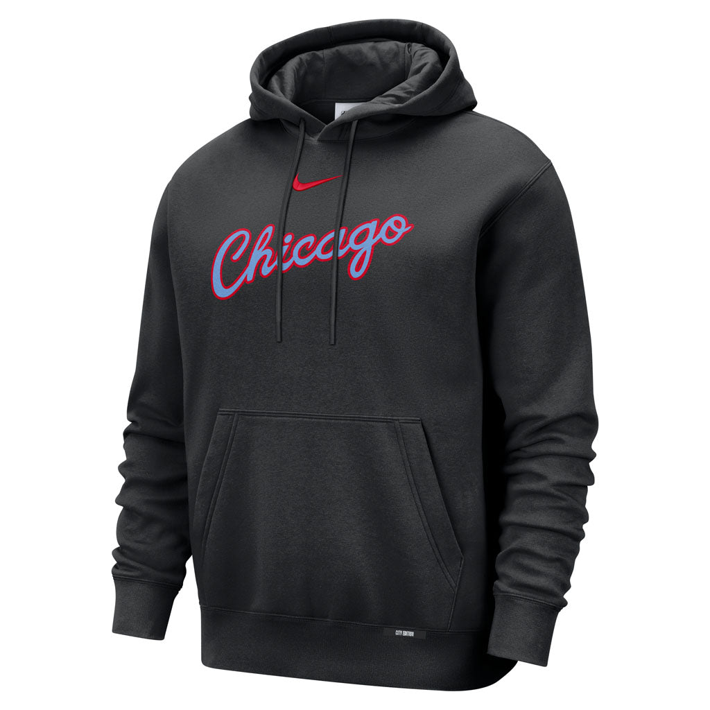 NBA Chicago Bulls Nike 2025-26 City Edition Wordmark Pullover Hoodie - Black
