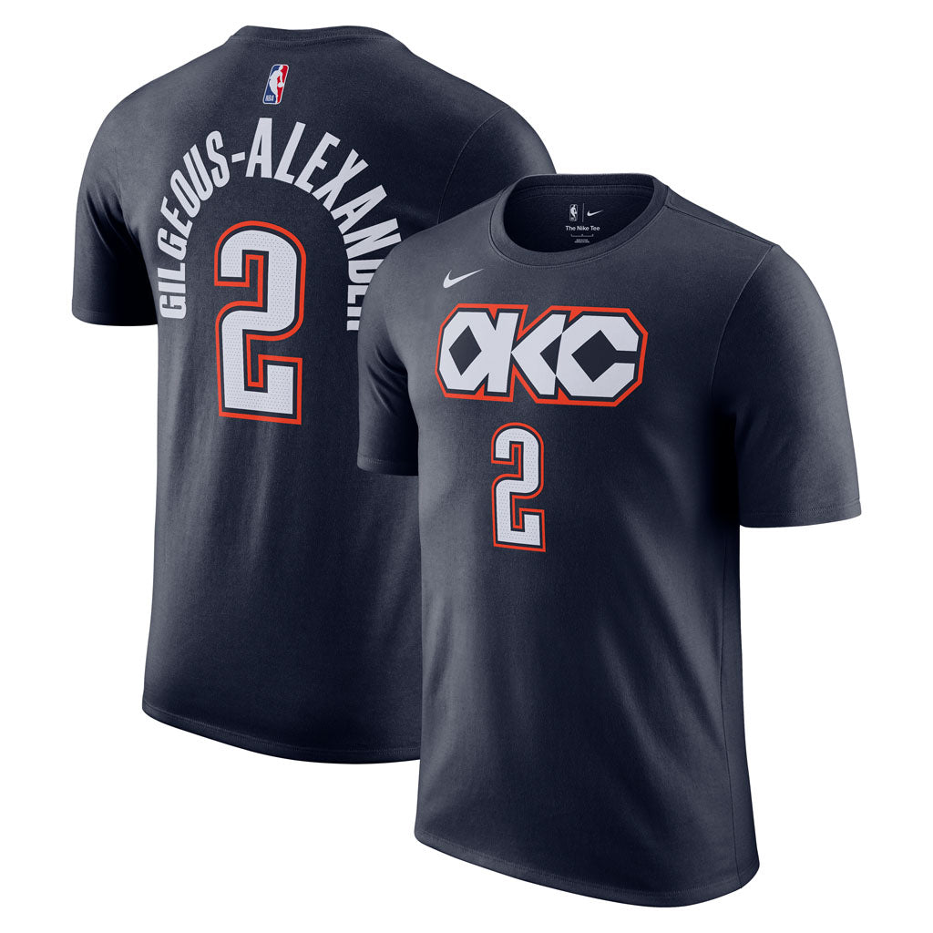 NBA Oklahoma City Thunder Shai Gilgeous-Alexander Nike 2025-26 City Edition Name & Number T-Shirt - Navy