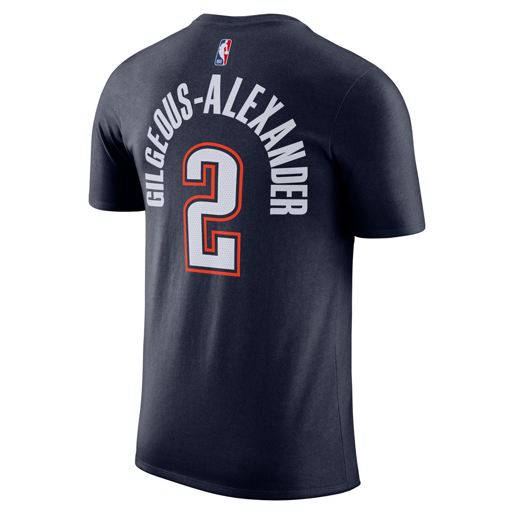 NBA Oklahoma City Thunder Shai Gilgeous-Alexander Nike 2025-26 City Edition Name & Number T-Shirt - Navy