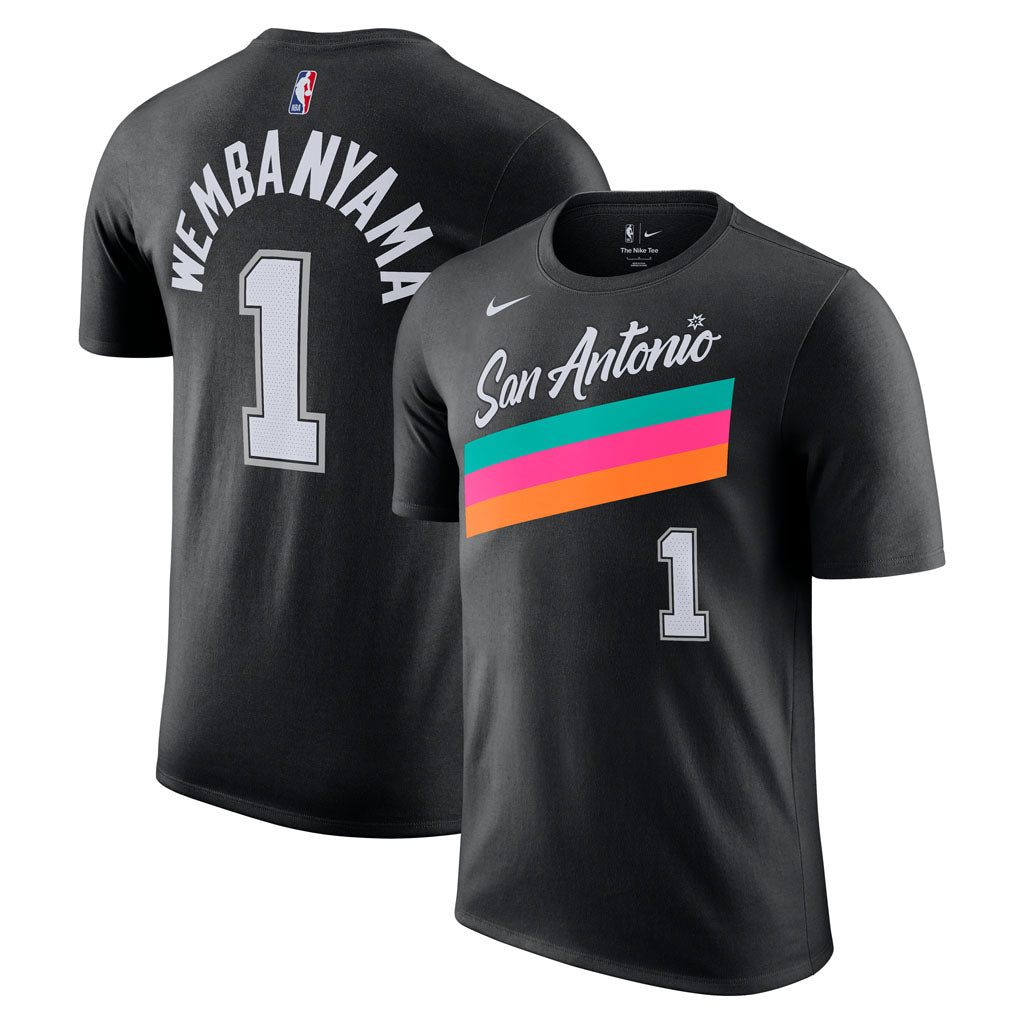 NBA San Antonio Spurs Victor Wembanyama Nike 2025-26 City Edition Name & Number T-Shirt - Black