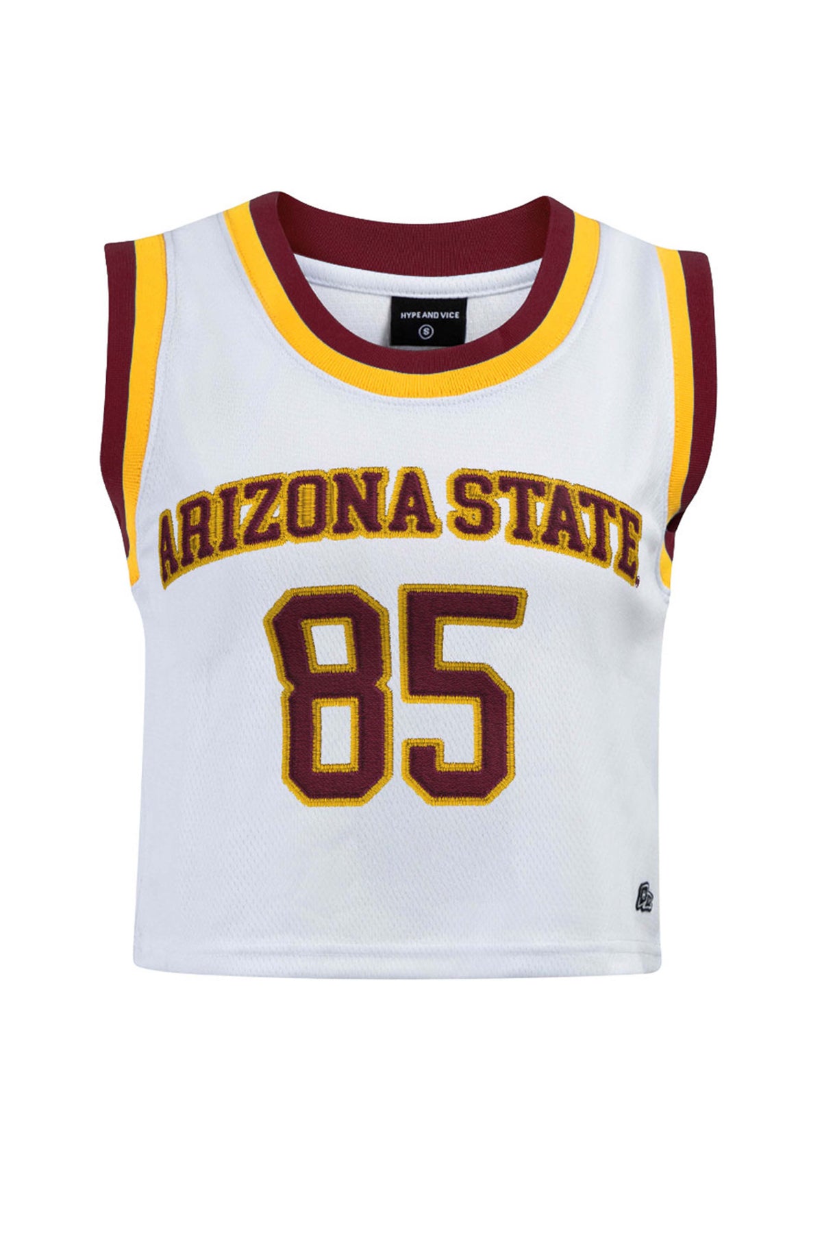 NCAA Arizona State Sun Devils Women's Hype & Vice Jersey Number Cropped Basketball Jersey- White