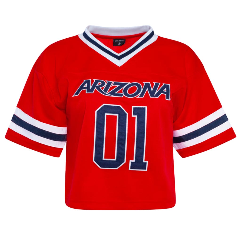 NCAA Arizona Wildcats Women's Hype & Vice Crop Football Jersey Top - Red