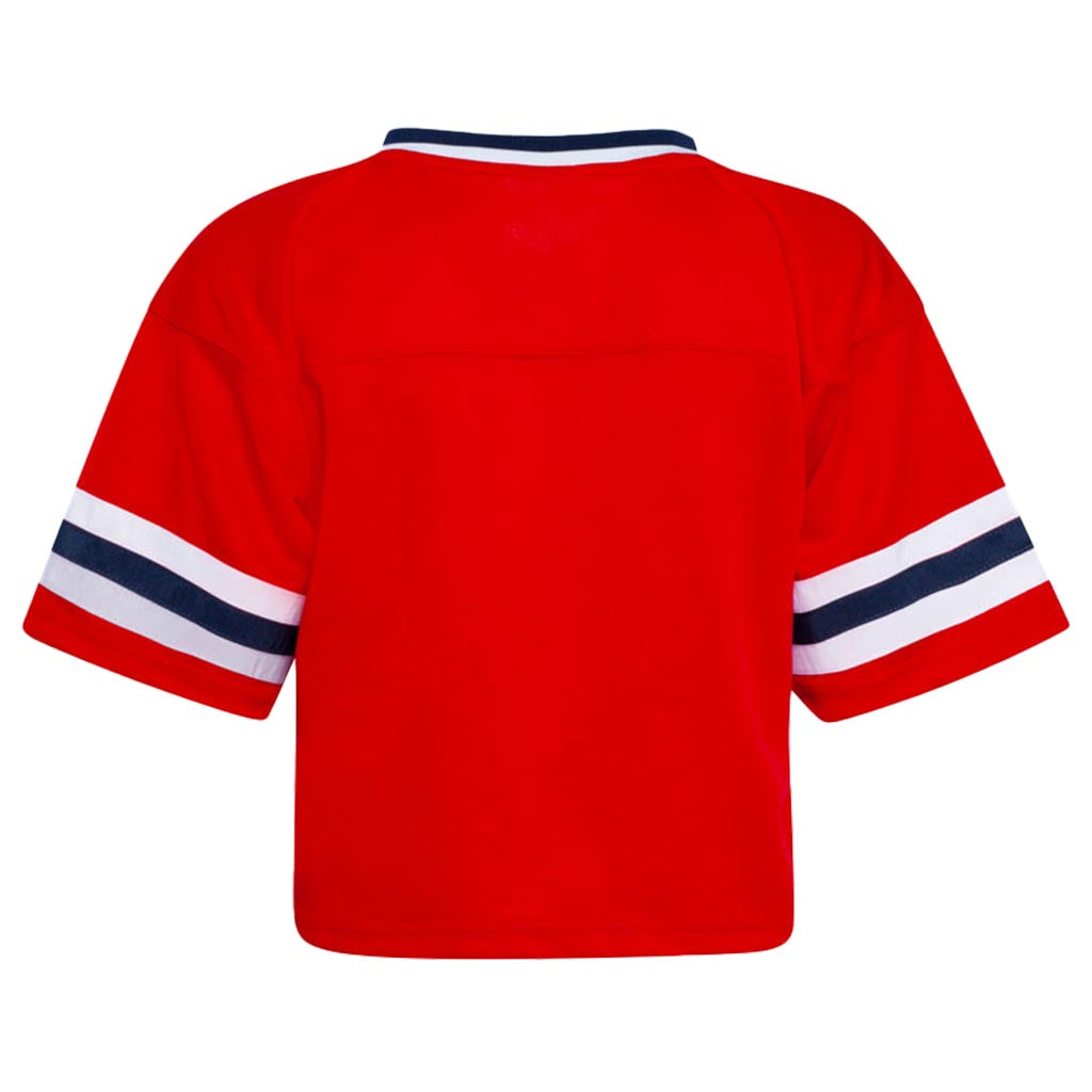 NCAA Arizona Wildcats Women's Hype & Vice Crop Football Jersey Top - Red