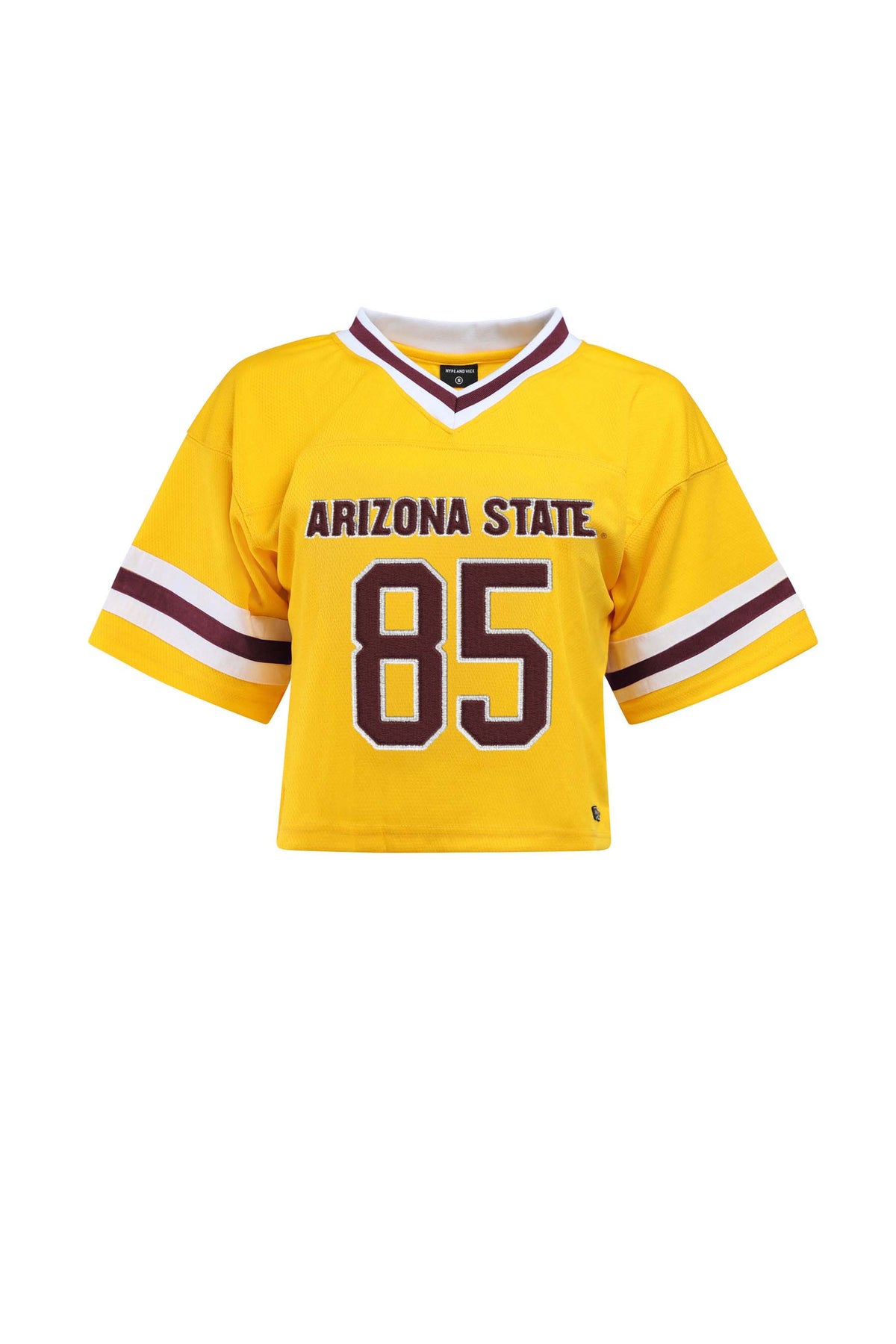 NCAA Arizona State Sun Devils Women's Hype & Vice Jersey Number Cropped Football Jersey- Gold