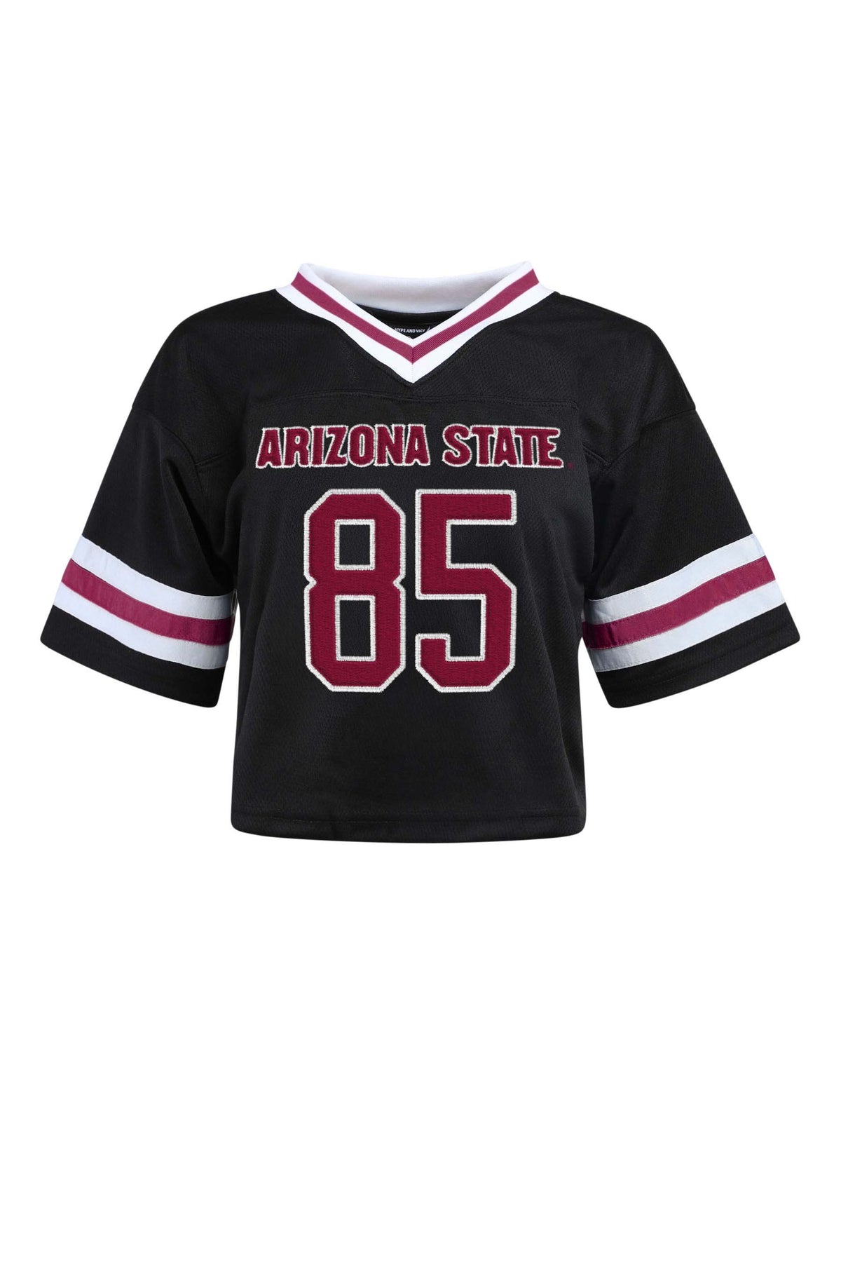 NCAA Arizona State Sun Devils Women's Hype & Vice Jersey Number Cropped Football Jersey- Black