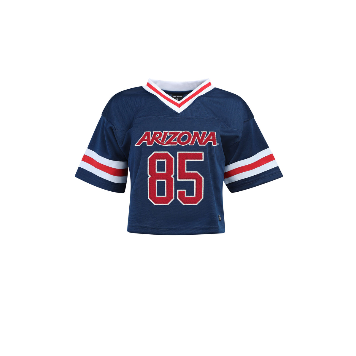 NCAA Arizona Wildcats Women's Hype & Vice Number 85 Cropped Football Jersey- Navy