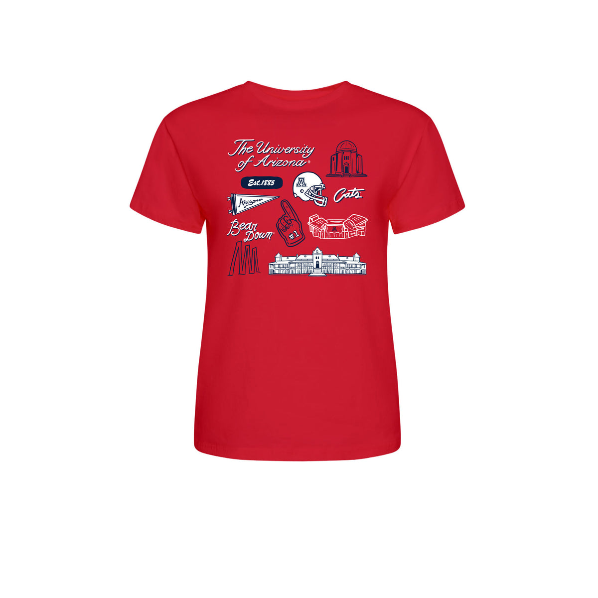 NCAA Arizona Wildcats Women's Hype & Vice Icons Classic Vintage T-Shirt- Red