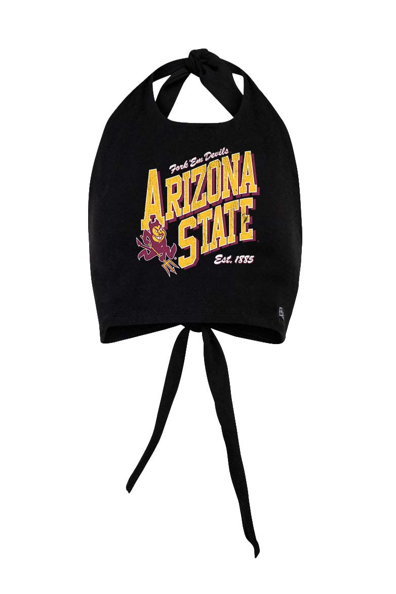 NCAA Arizona State Sun Devils Women's Hype & Vice Vintage Script Tailgate Top- Black