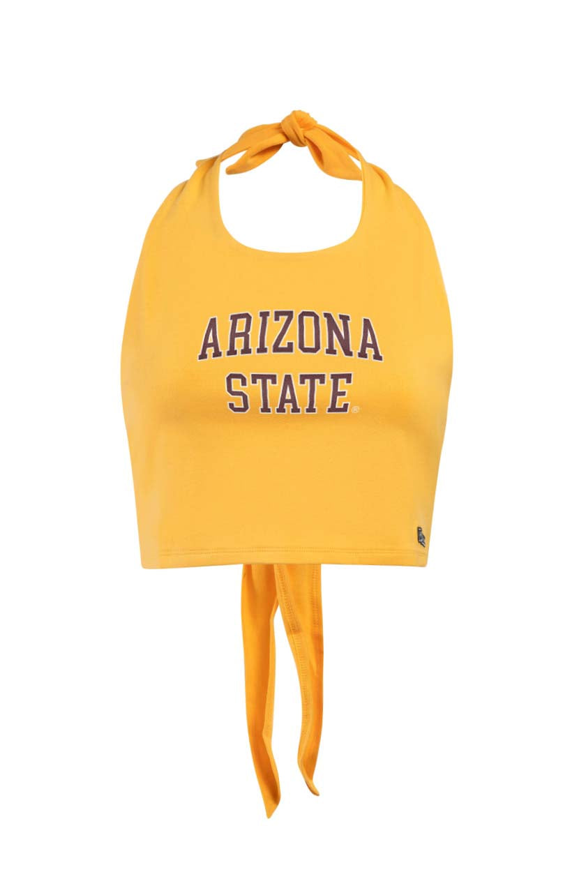 NCAA Arizona State Sun Devils Women's Hype & Vice Primary Arch Tailgate Top- Gold