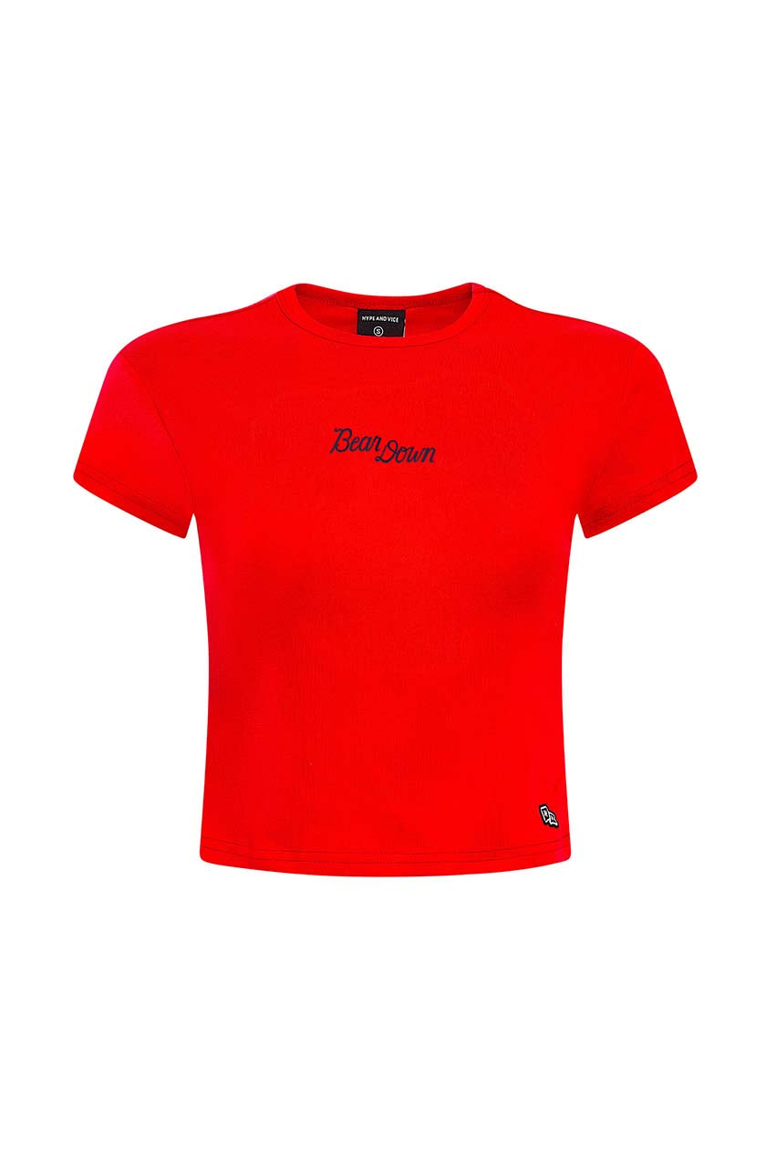 NCAA Arizona Wildcats Women's Hype & Vice Bear Down Script Baby T-Shirt- Red