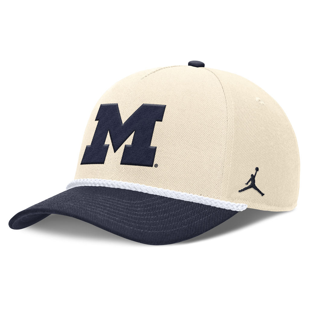 NCAA Michigan Wolverines Nike Two-Tone Rope Structured Adjustable Hat - Cream