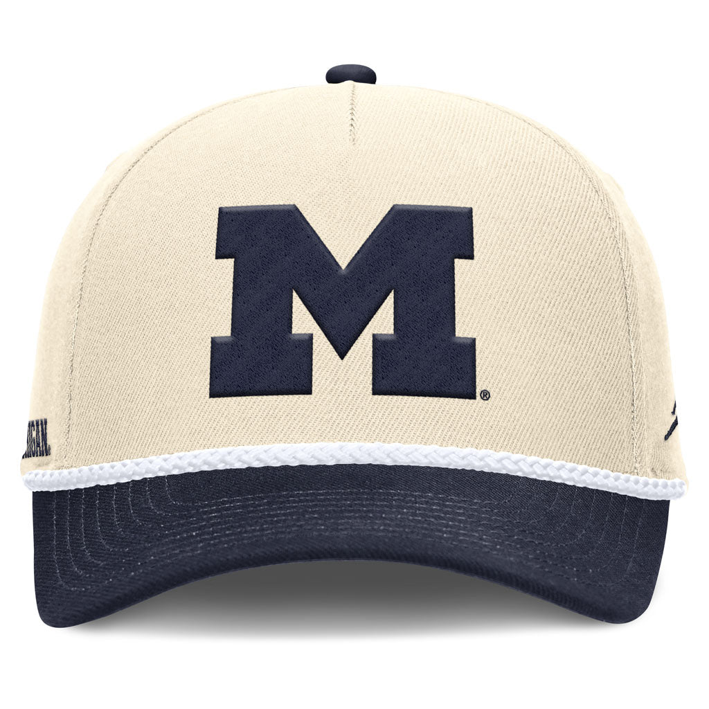 NCAA Michigan Wolverines Nike Two-Tone Rope Structured Adjustable Hat - Cream
