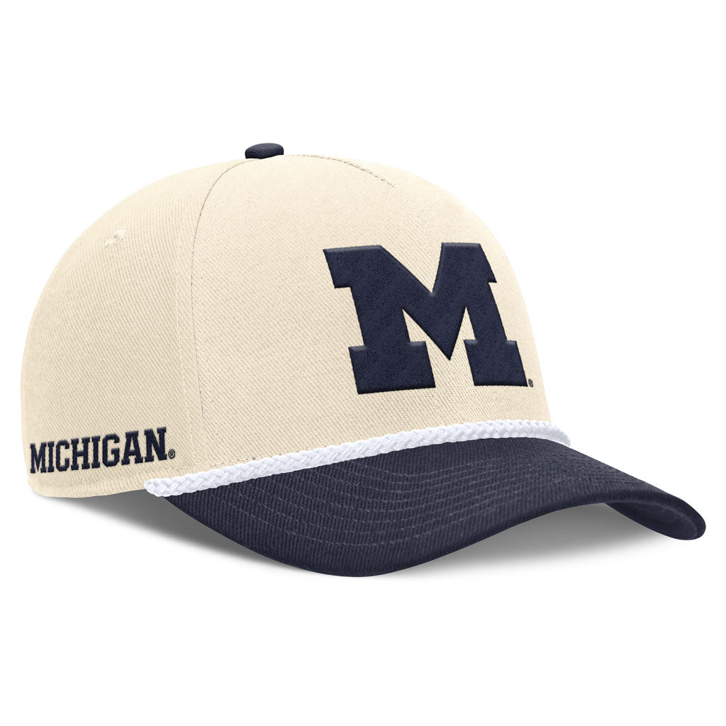 NCAA Michigan Wolverines Nike Two-Tone Rope Structured Adjustable Hat - Cream