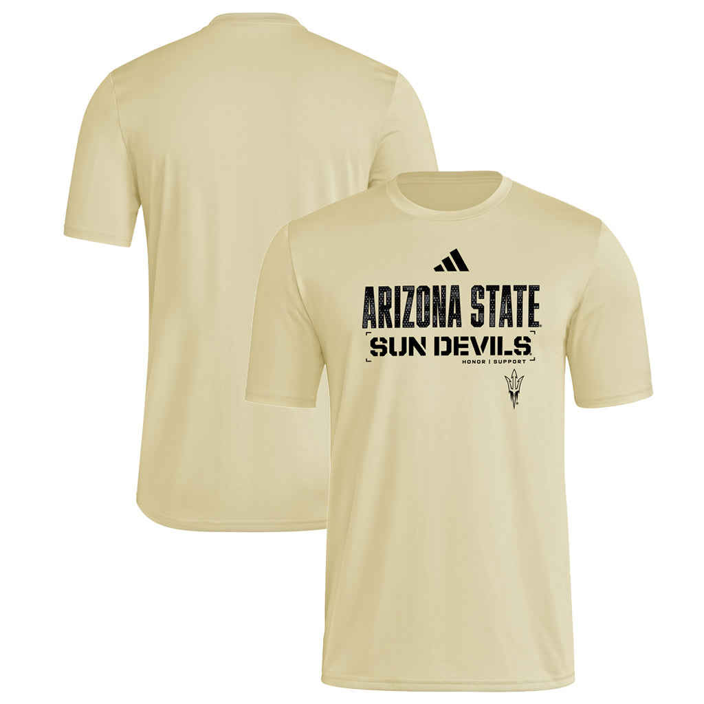 NCAA Arizona State Sun Devils adidas Salute to Service Pregame T-Shirt - Sand