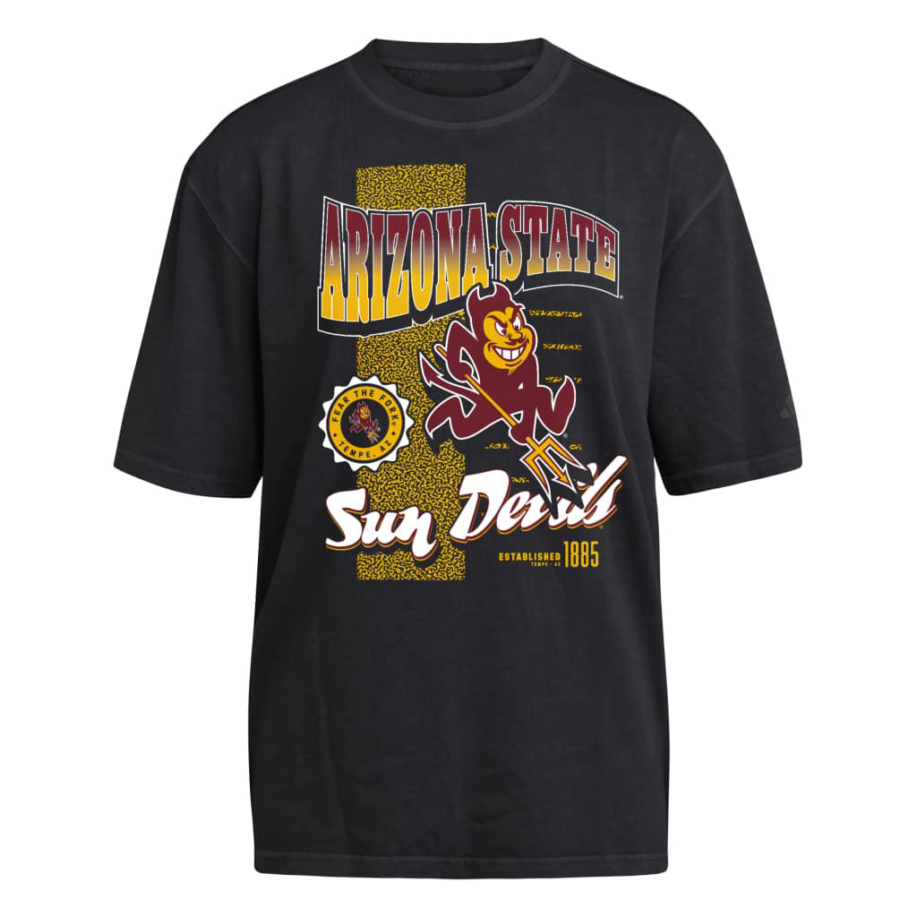 NCAA Arizona State Sun Devils Women's Adidas Vintage Collage Soft Lux T-Shirt- Black