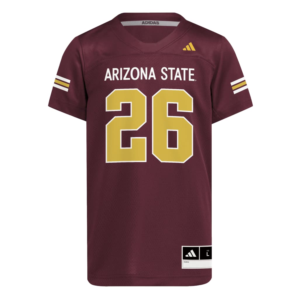 NCAA Arizona State Sun Devils Youth Adidas 2026 Strategy Jersey- Maroon