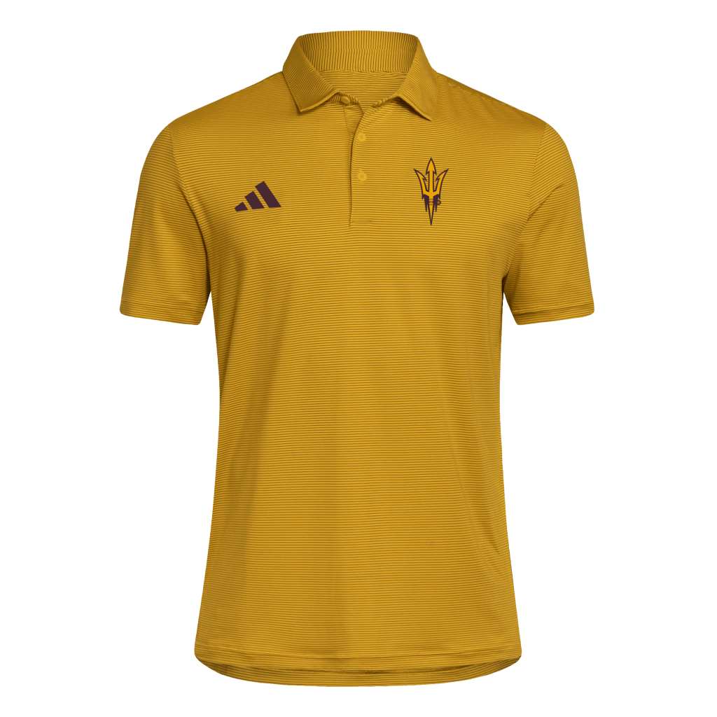 NCAA Arizona State Sun Devils Adidas 2026 Ultra Stripe Coaches Polo- Gold