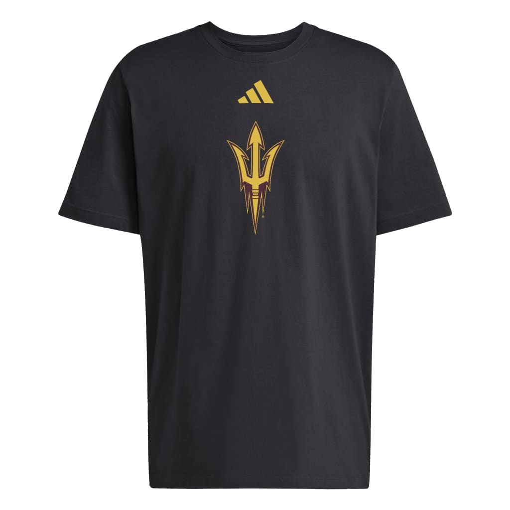 NCAA Arizona State Sun Devils Adidas Fork Locker Logo T-Shirt- Black