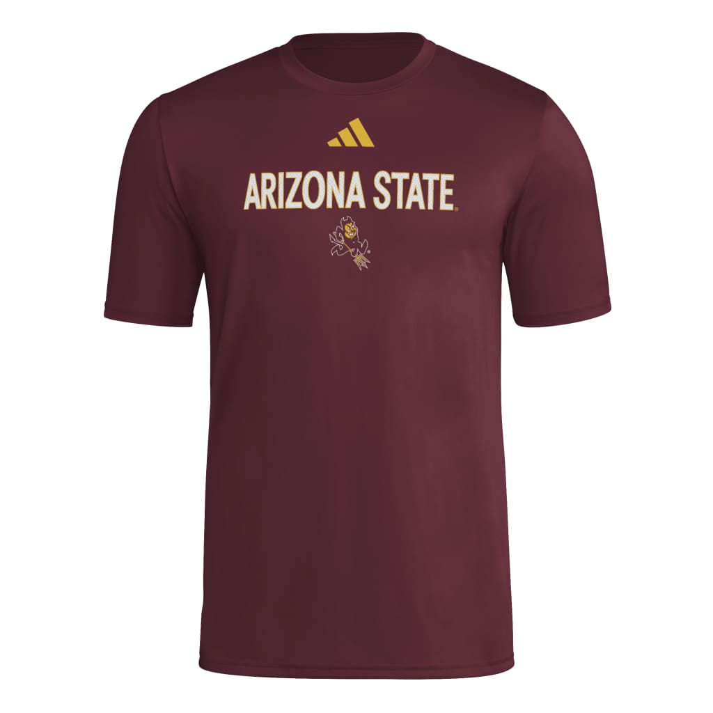 NCAA Arizona State Sun Devils Adidas 2026 Strategy Pregame T-Shirt- Maroon