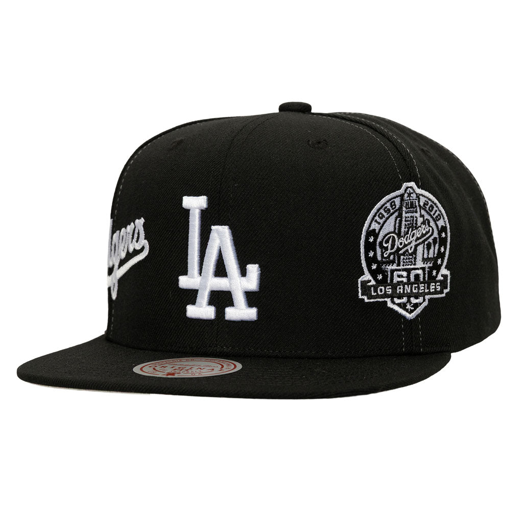 MLB Los Angeles Dodgers Mitchell & Ness Trifecta Snapback Hat - Black