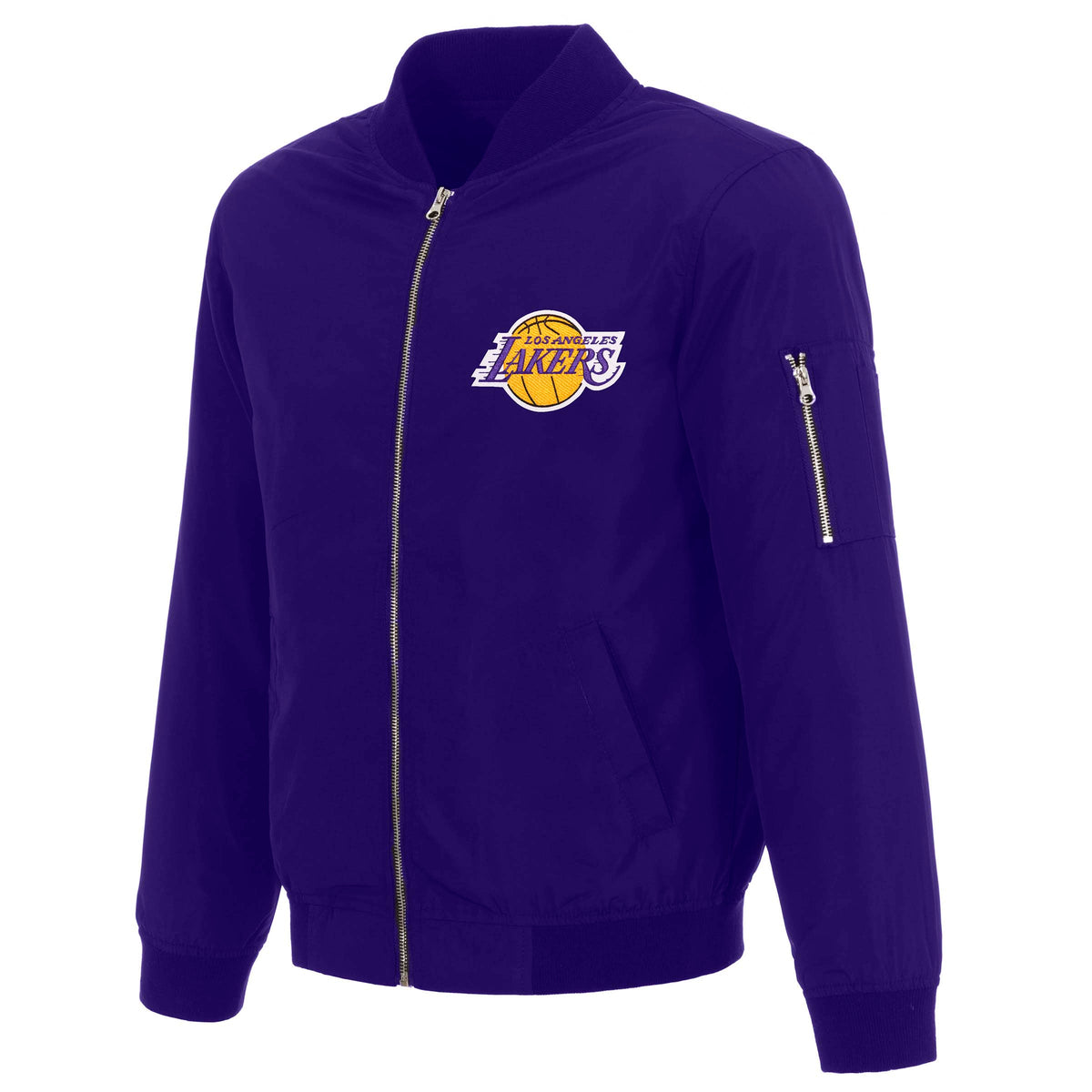 NBA Los Angeles Lakers JH Design Nylon Bomber Jacket- Purple